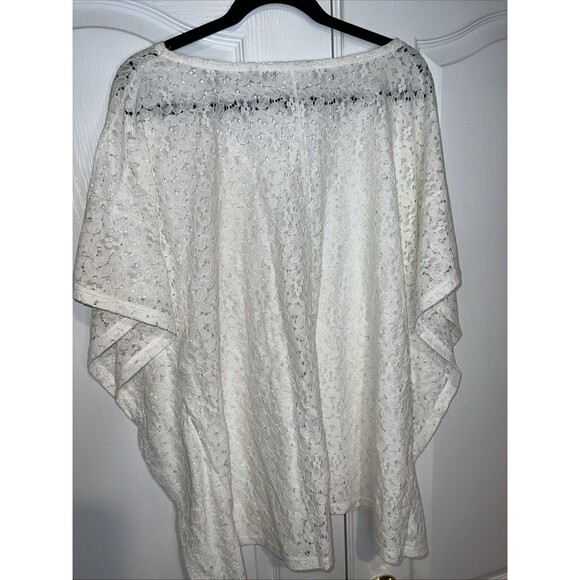Avenue Women Top White Eyelet Lace Kimono Size 14/16 Romantic Boho Cottage - Picture 4 of 10